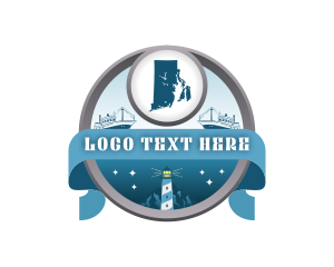 Rhode Island Map Lighthouse Logo