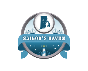 Rhode Island Map Lighthouse logo design