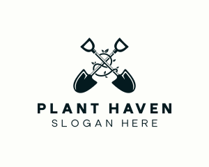 Gardening Plant Leaf Shovel logo design