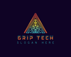 Cyber Tech Triangle logo design