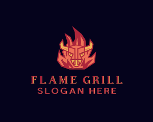 Bull Flame Barbecue Grill logo design