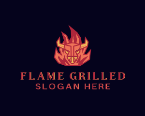 Bull Flame Barbecue Grill logo design