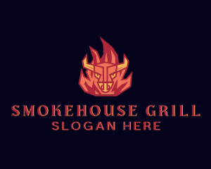 Bull Flame Barbecue Grill logo design