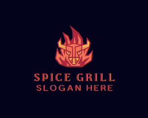 Bull Flame Barbecue Grill logo design