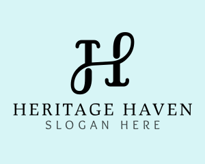 Classic Cursive Letter H logo design