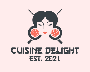 Japanese Geisha Sushi logo design