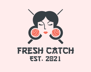 Japanese Geisha Sushi logo