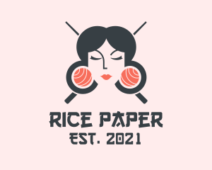 Japanese Geisha Sushi logo design