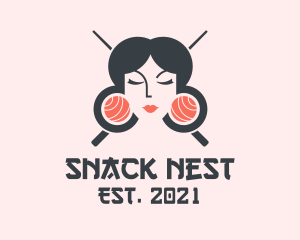 Japanese Geisha Sushi logo design