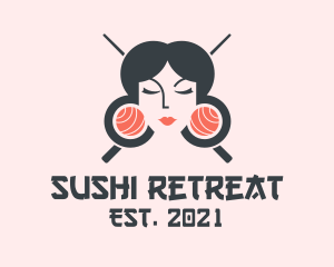 Japanese Geisha Sushi logo design