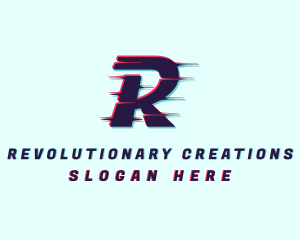 Digital Glitch Letter R logo design