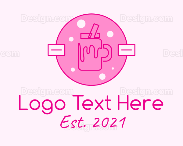 Pink Milkshake Badge Logo