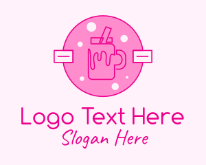 Pink Milkshake Badge Logo