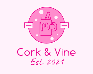 Pink Milkshake Badge logo design