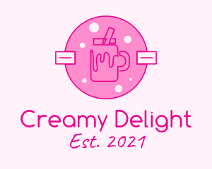 Pink Milkshake Badge logo design