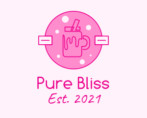 Pink Milkshake Badge logo design