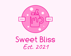 Pink Milkshake Badge logo design