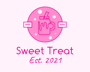 Pink Milkshake Badge logo design