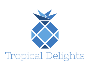 Blue Geometric Pineapple Fruit logo
