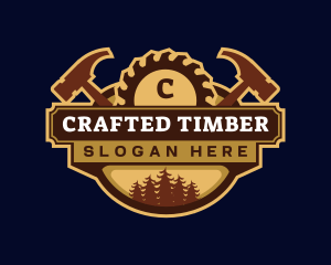 Woodwork Hammer Saw logo design