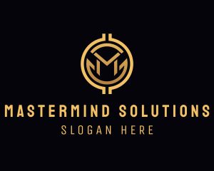 Gold Finance Crypto Letter M logo design