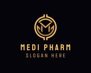 Gold Finance Crypto Letter M logo design