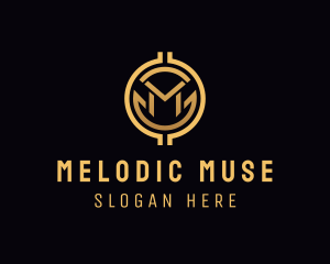 Gold Finance Crypto Letter M logo design