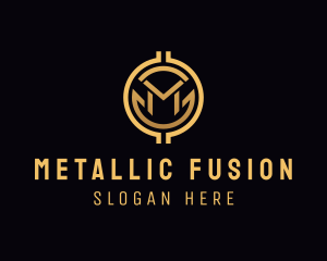 Gold Finance Crypto Letter M logo design