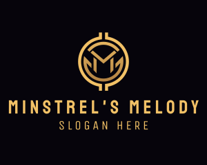 Gold Finance Crypto Letter M logo design