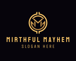 Gold Finance Crypto Letter M logo design