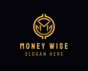 Gold Finance Crypto Letter M logo design