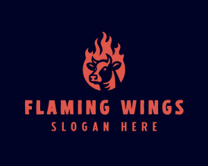 Flame Steakhouse Cow logo design