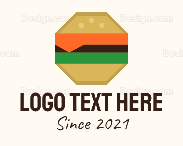 Octagon Cheeseburger Sandwich Logo