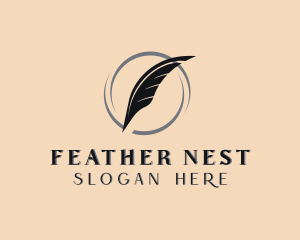 Feather Pen Orbit logo design