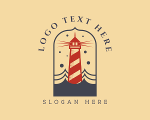 Ocean Wave Red Lighthouse logo