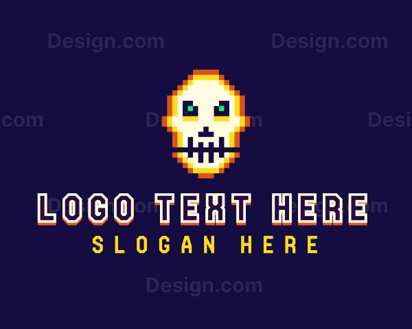 Pixelated Gaming Skull Logo