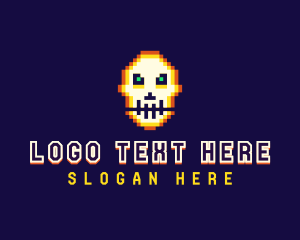 Pixelated Gaming Skull logo