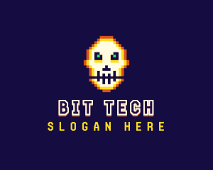 Pixelated Gaming Skull logo design