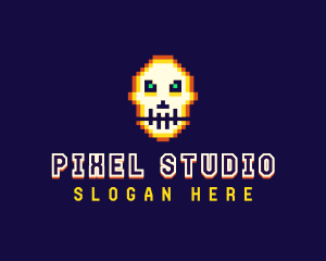 Pixelated Gaming Skull logo design