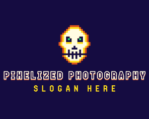 Pixelated Gaming Skull logo design