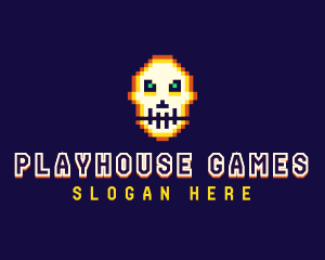 Pixelated Gaming Skull logo design