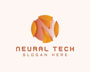 3D Tech Sphere Letter N  logo design