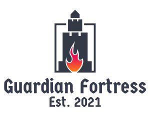Castle Fortress Flame logo