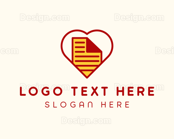 Paper Document Heart Logo