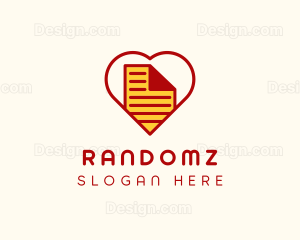 Paper Document Heart Logo