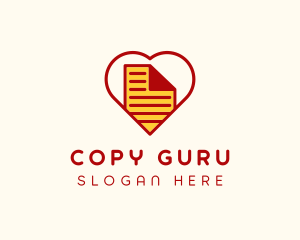 Paper Document Heart  logo design