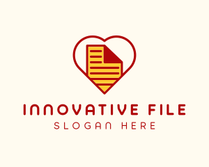 Paper Document Heart  logo design