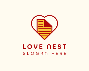 Paper Document Heart  logo design