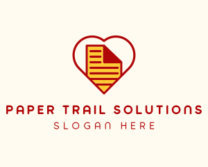 Paper Document Heart  logo design