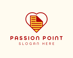 Paper Document Heart  logo design